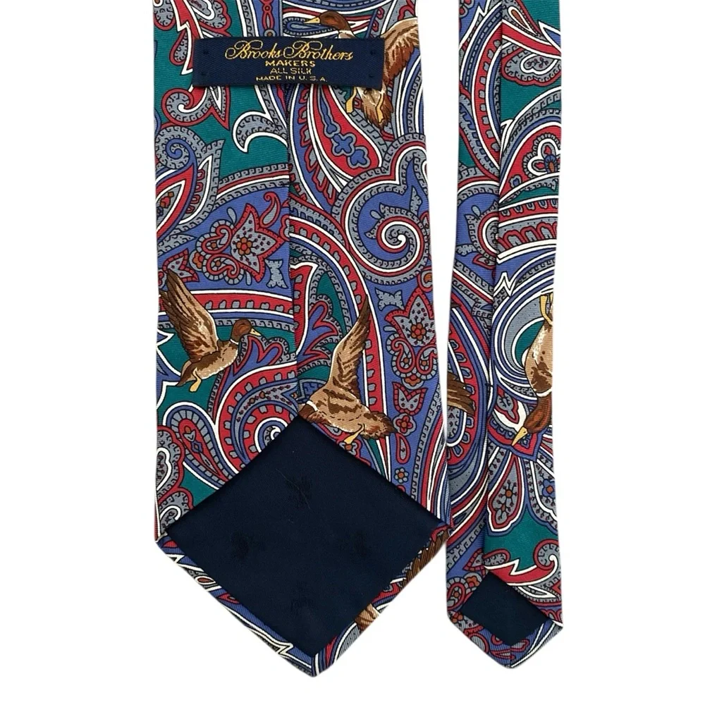 Brooks Brothers Makers Silk Tie‎ Bird Paisley Multicolor Novelty Business USA